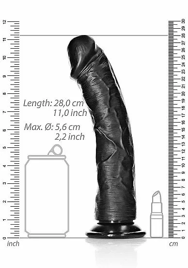 RealRock Realistische Dildo 25.5 Cm - Zwart 3 RealRock Realistische Dildo 25.5 Cm - Zwart - Afbeelding 3